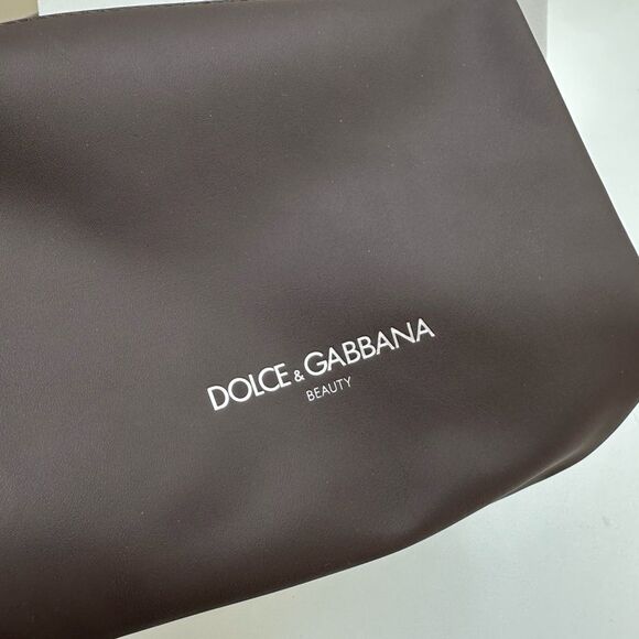 Dolce & Gabbana Beauty Cosmetic Toiletry Bag Brown Dual Zipper 2 Compartments - Picture 10 of 10